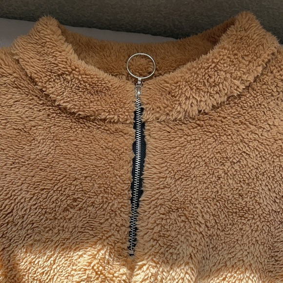 Fuzzy Light Brown Crop Sweater - Picture 3 of 6
